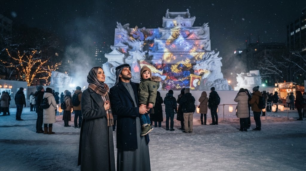 مهرجان سابورو للثلج 2027: المواعيد والطعام الحلال وأماكن الصلاة وأفخم الفنادق
